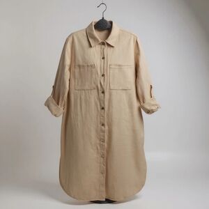 Magaschoni Organic Cotton Shirt Dress Roll-up Sleeves M